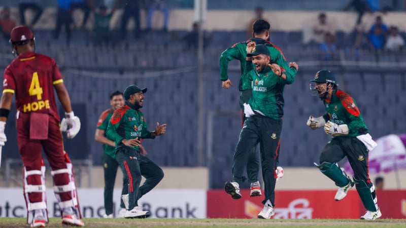 রিশাদের জাদুকরী ঘূর্ণিতে ওয়েস্ট ইন্ডিজ বিধ্বস্ত, দারুণ জয়ে বাংলাদেশ